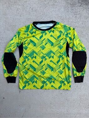 Brava Goalkeeper Jersey Neon Yellow Green Padded Elbow Soccer Long Sleeve Mens L